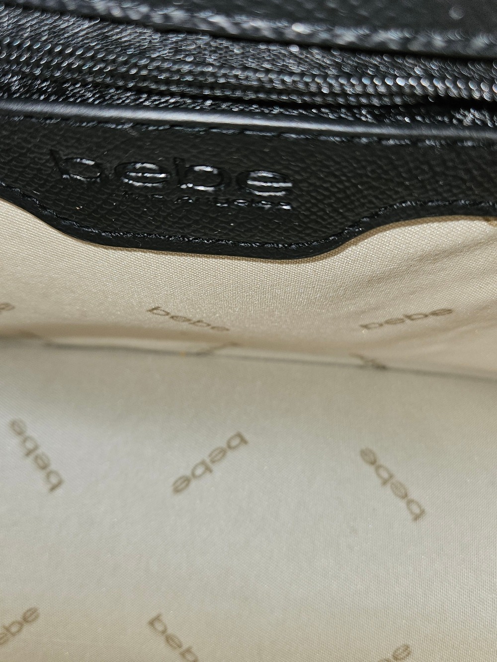bebe Black and Gray Logo Chain Strap Crossbody Bag - Picture 4 of 11